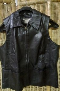 A.M.I. Leather Vest Black Full Zip Size L/40